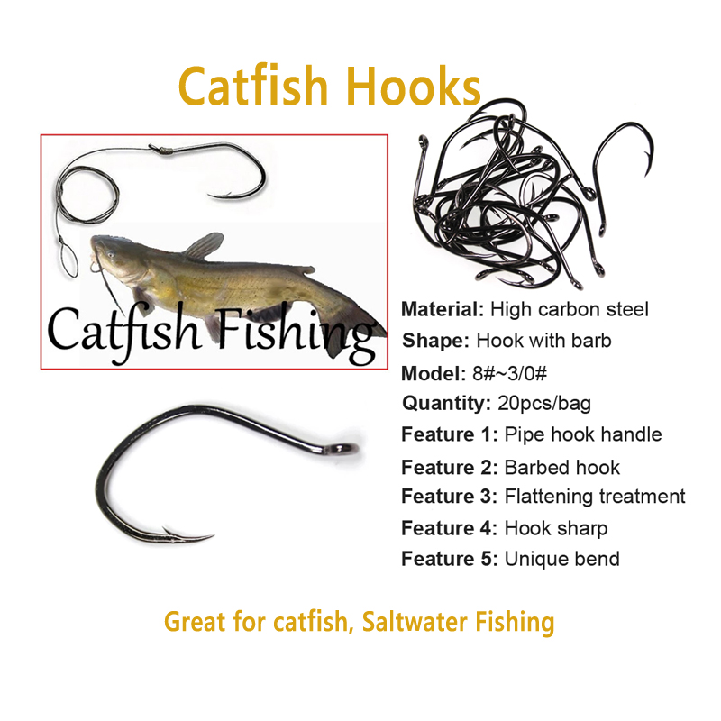 Wifreo 20pcs V Shape Catfish H - Fishing Hook Barbless review and price